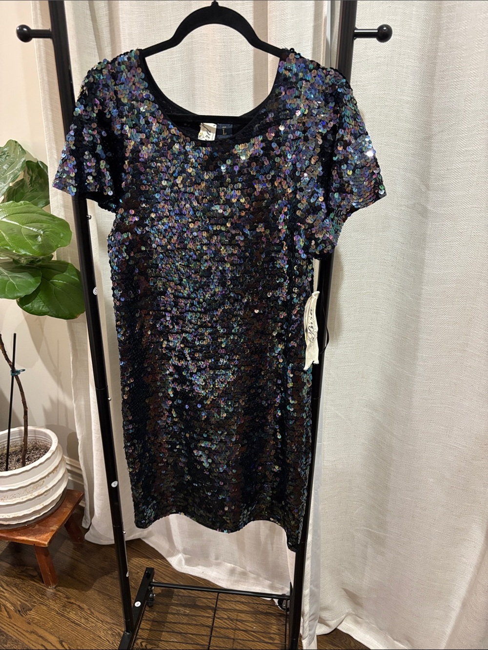 Bird by Juicy Couture Black Iridescent Sequin Mini Dress